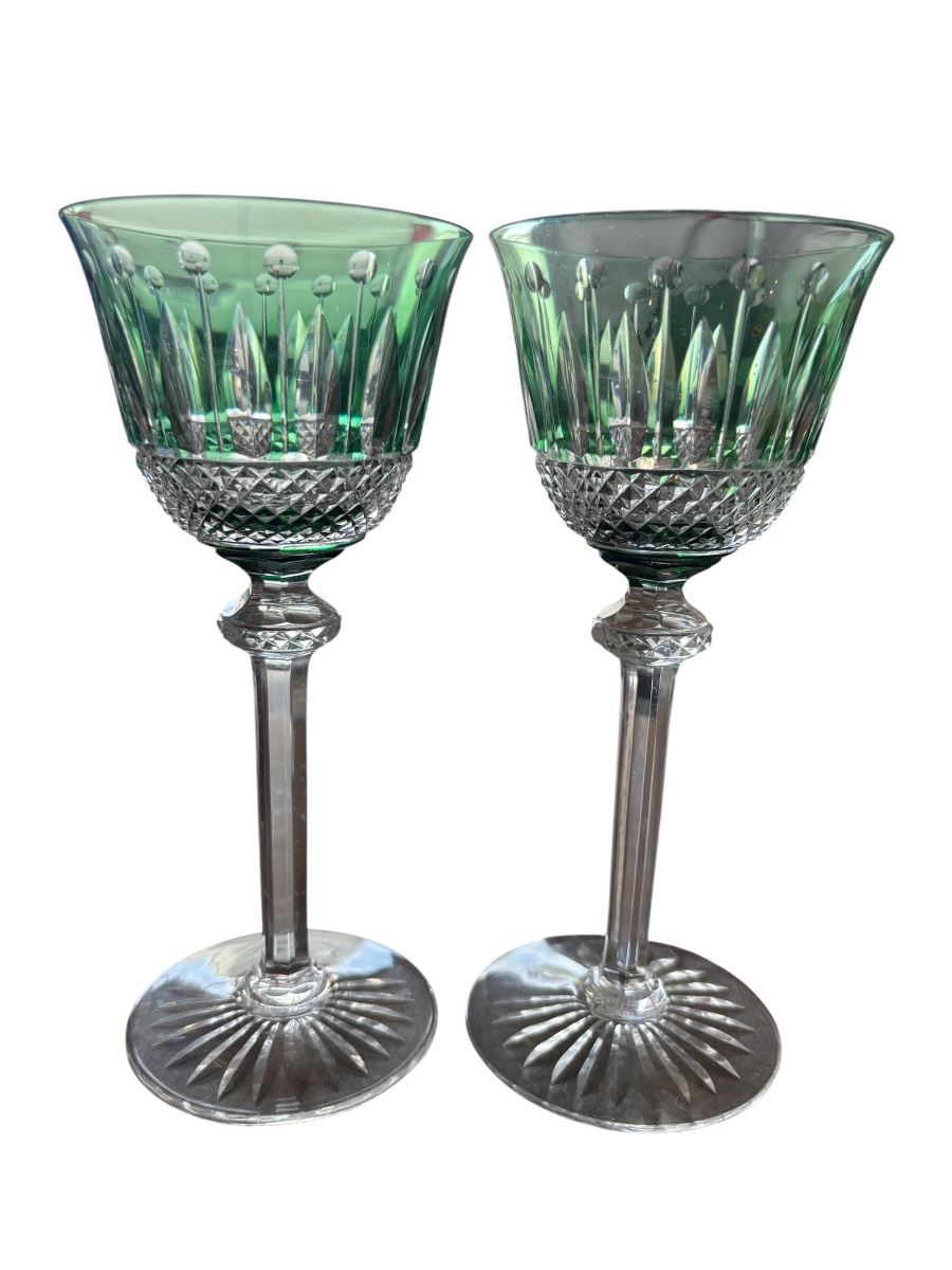 Saint Louis Tommy Green Wine Glasses, 19.8 Cm Tall (price Per Glass).