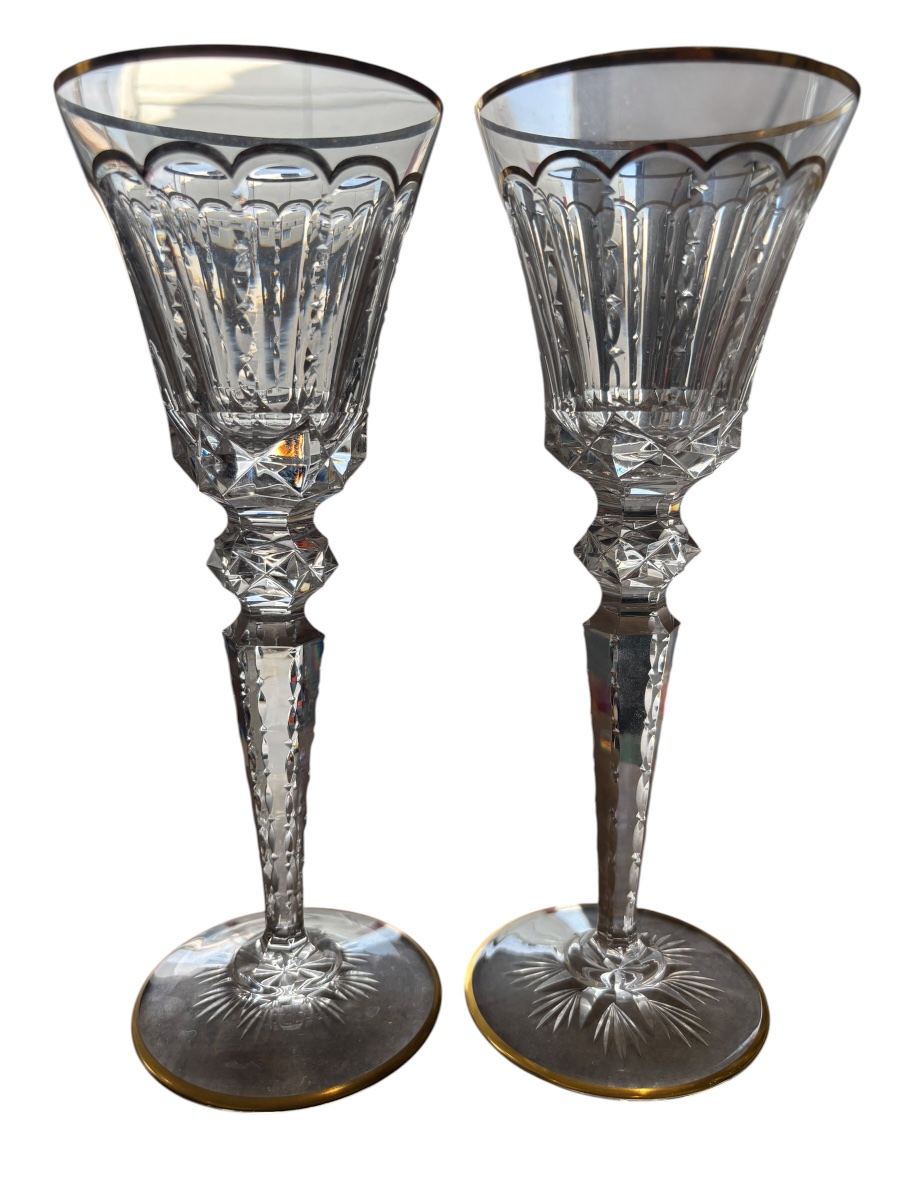 Set Of 2 Large Saint Louis "excellence" Crystal Glasses; Height: 25 Cm 