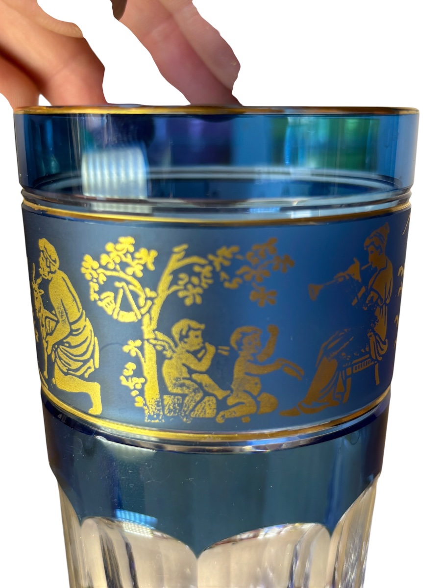 Set Of 5 Val Saint Lambert Crystal Glasses In Renaissance Style; Height: 13.8 Cm; Mouth Diameter: 7 Cm  -photo-2