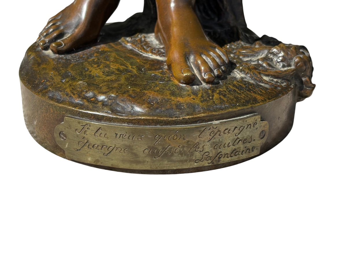 "the Birdcatcher" Bronze Signed By Jean-louis Grégoire, 68 Cm.-photo-4