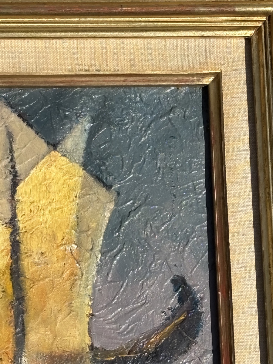 Tableau huile sur toile de Louis Toffoli Titré les flotteurs au dos-photo-4