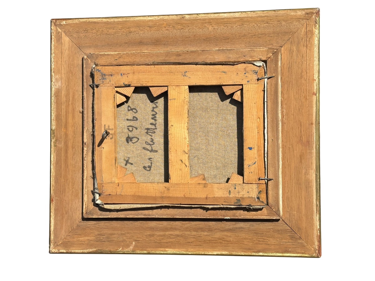 Tableau huile sur toile de Louis Toffoli Titré les flotteurs au dos-photo-1