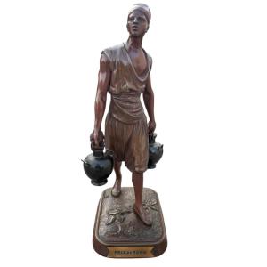 Bronze Tunisian Water Carrier By Didier Debut