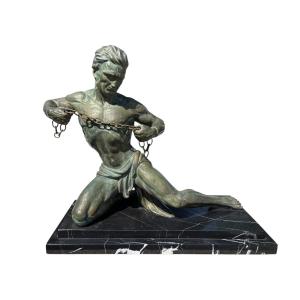 Sculpture Freedom Breaking Its Chains By De Roncourt