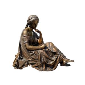 Bronze Sculpture By François Moreau Woman With Harp