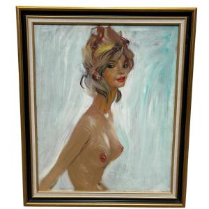 Tableau nu de Jean Gabriel Domergue avec cachet atelier Domergue au dos