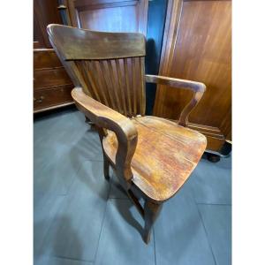 Fauteuil De Bureau En Chêne Massif Années 30