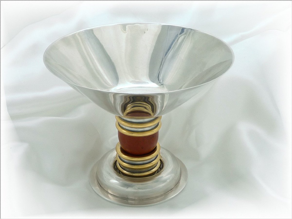 Jean-Emile Puiforcat - Coupe  Art Déco Argent Massif & Vermeil Minerve 1er Titre (950)-photo-1