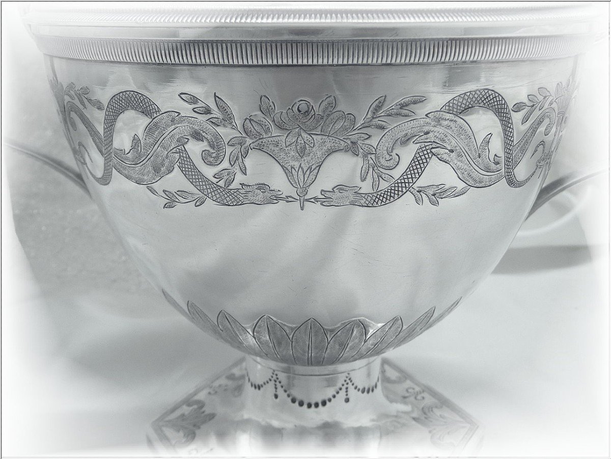 Marseille - Pot Couvert -  Sucrier/ Drageoir Argent Massif Gravé J.coulombier  Actif En 1797-photo-3