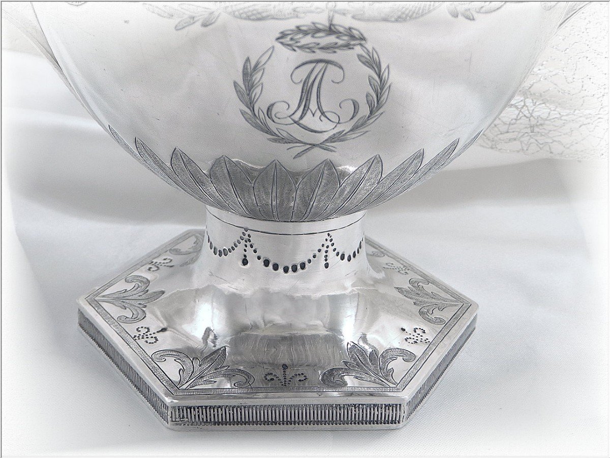 Marseille - Pot Couvert -  Sucrier/ Drageoir Argent Massif Gravé J.coulombier  Actif En 1797-photo-4
