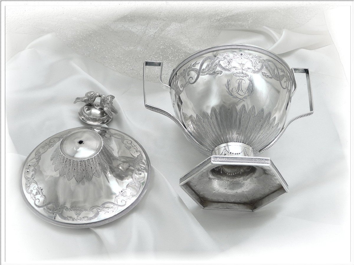 Marseille - Pot Couvert -  Sucrier/ Drageoir Argent Massif Gravé J.coulombier  Actif En 1797-photo-6