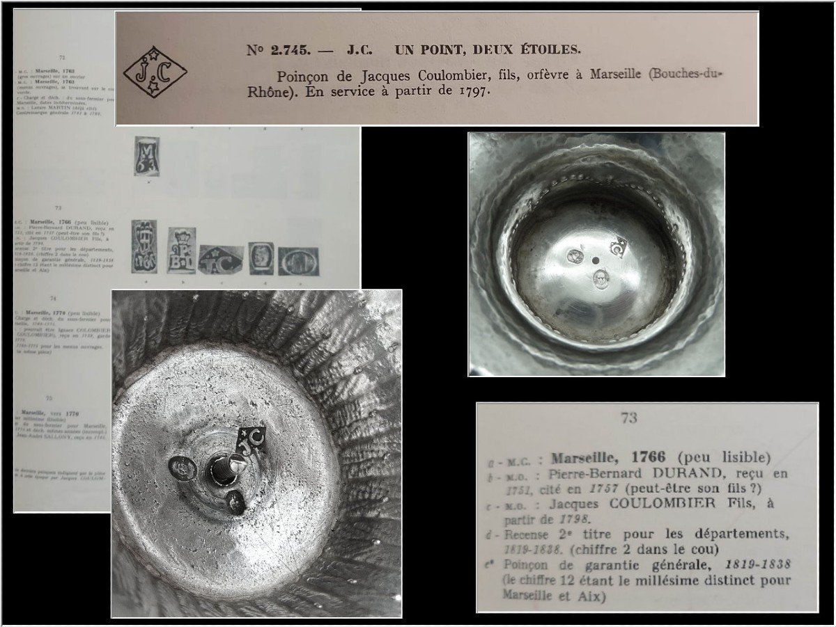 Marseille - Pot Couvert -  Sucrier/ Drageoir Argent Massif Gravé J.coulombier  Actif En 1797-photo-8