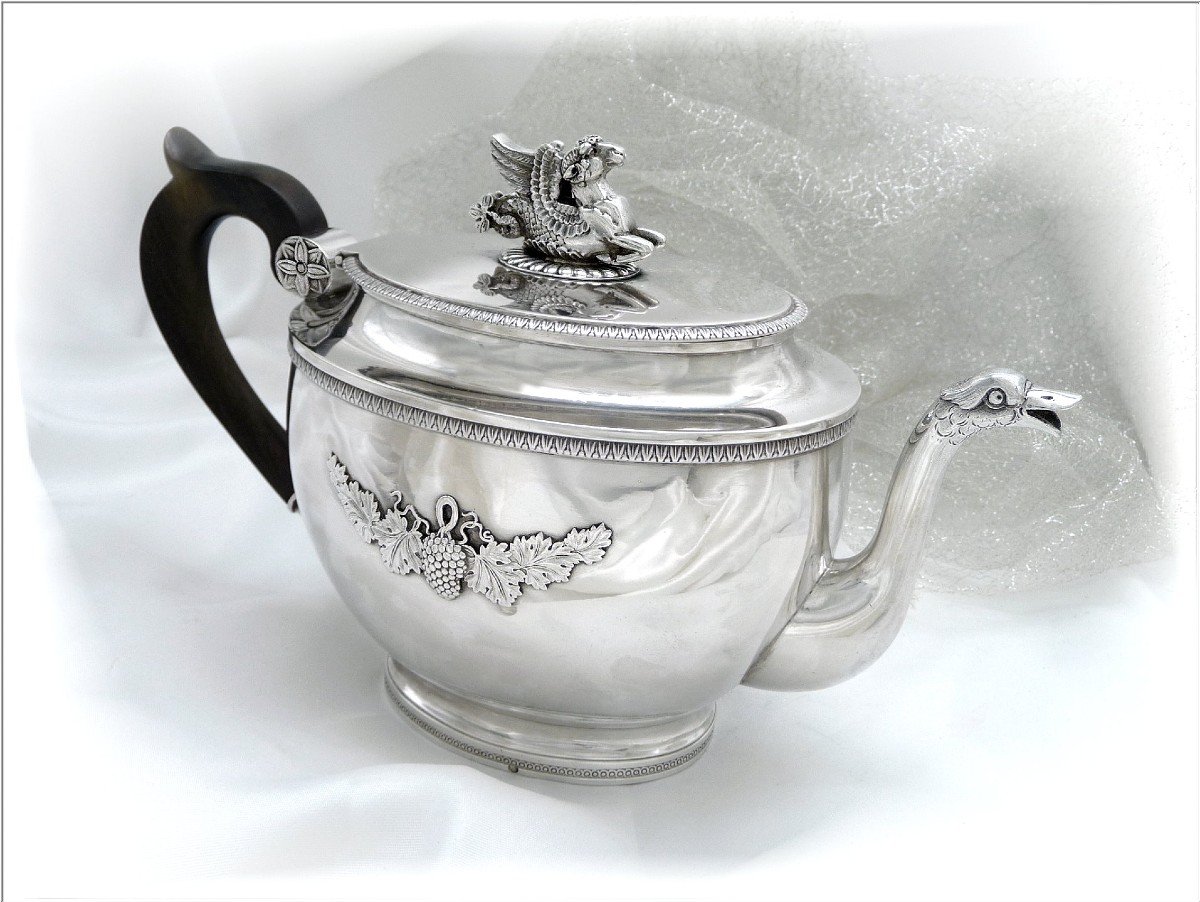 Sterling Silver Jug Swan Neck Pourer Ep. Empire Goldsmith L. Legay Paris 1810-photo-2