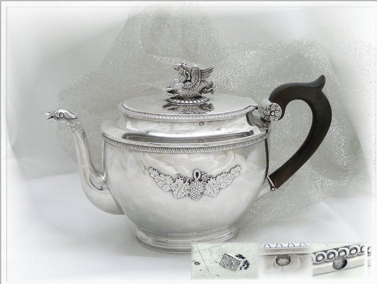 Sterling Silver Jug Swan Neck Pourer Ep. Empire Goldsmith L. Legay Paris 1810-photo-4