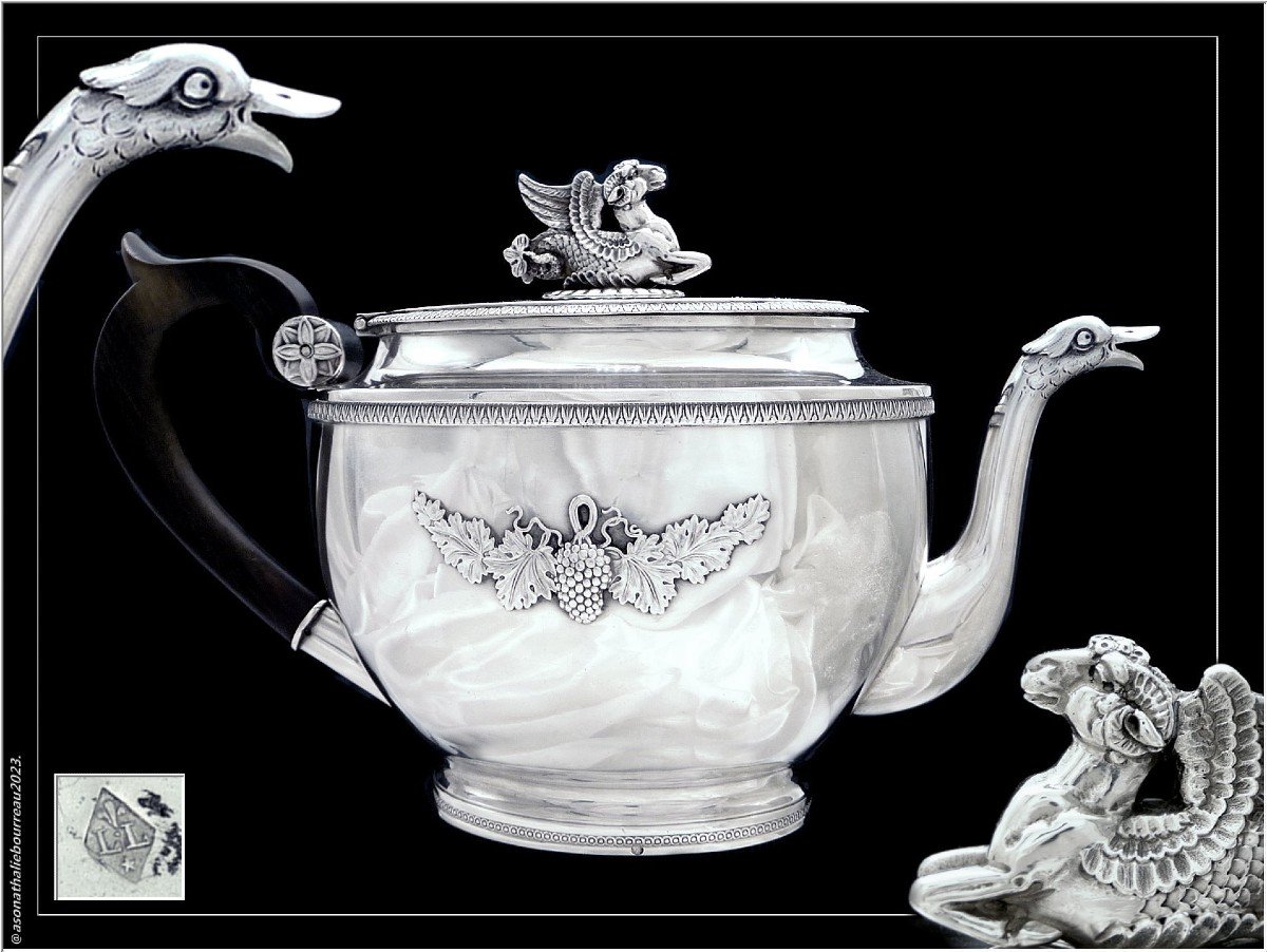 Sterling Silver Jug Swan Neck Pourer Ep. Empire Goldsmith L. Legay Paris 1810