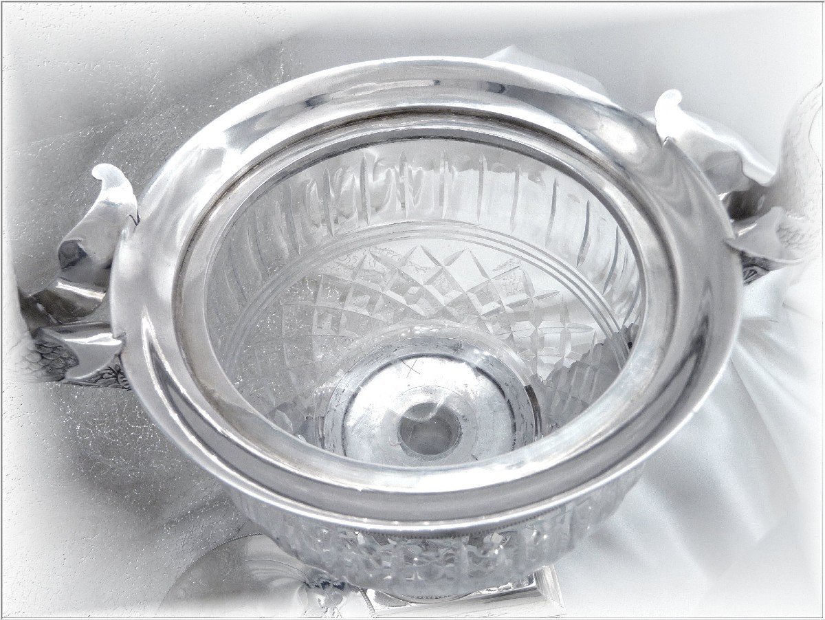Denis Garreau - Grand Drageoir With Swans Sterling Silver & Crystal Restoration Period-photo-1