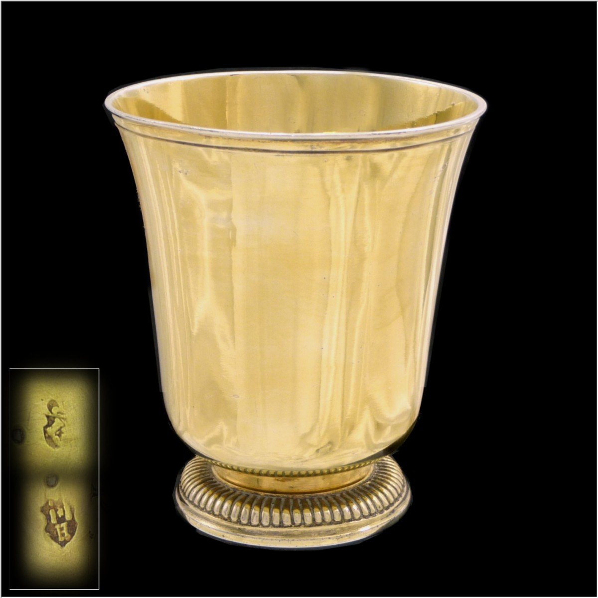 Strasbourg - XVIII° Tulip Timbale Sterling Silver & Vermeil Jj Hauser Received In 1723-photo-1