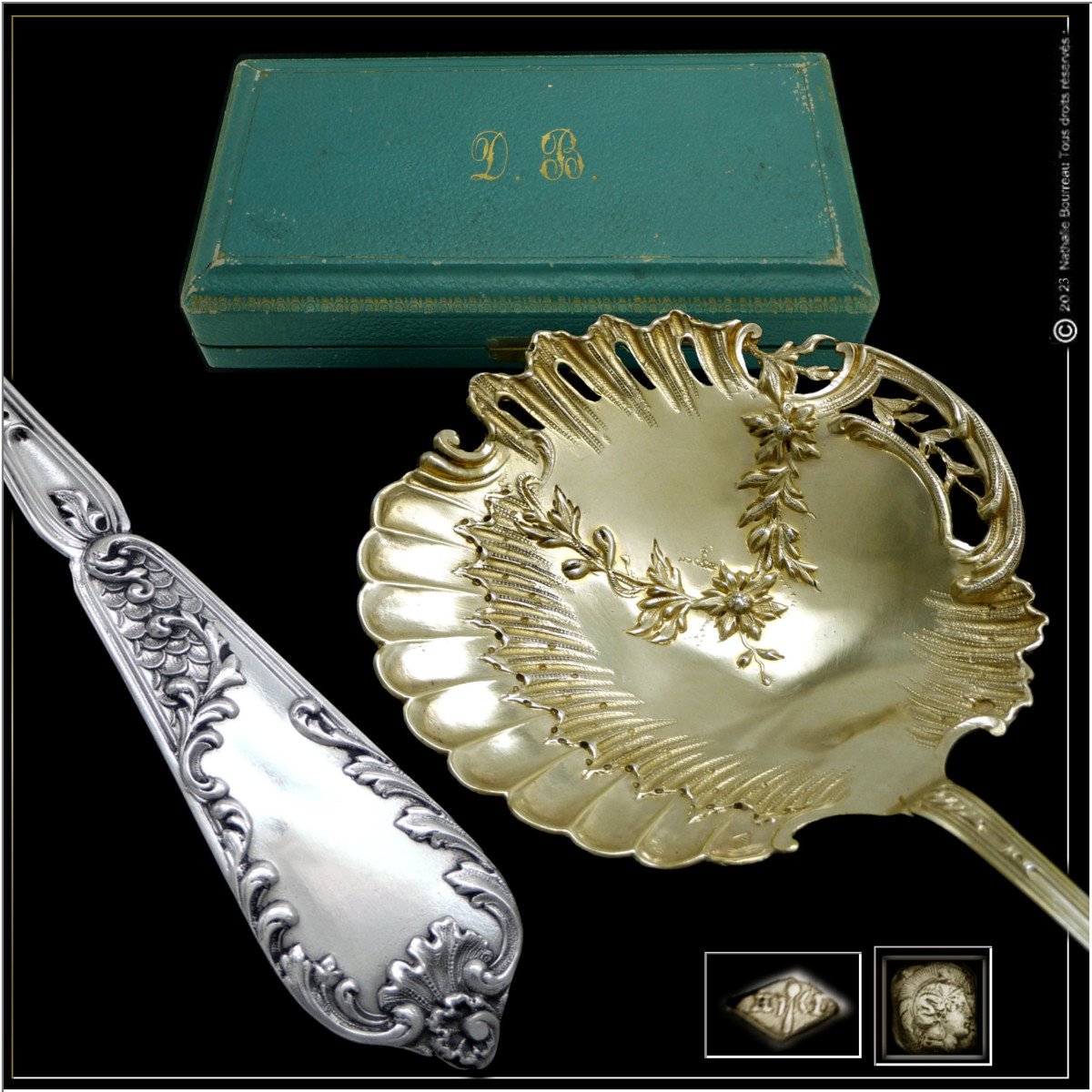 Henri Lapeyre - Strawberry Shovel In Its Sterling Silver & Vermeil Case Minerve 1ert.