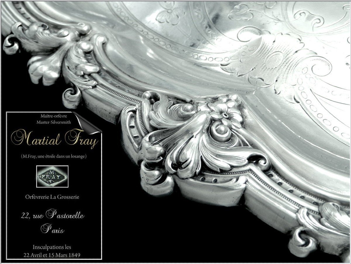 Martial Fray - Important Serving Tray In Engraved Sterling Silver 19th Century. (1849-1875)-photo-4