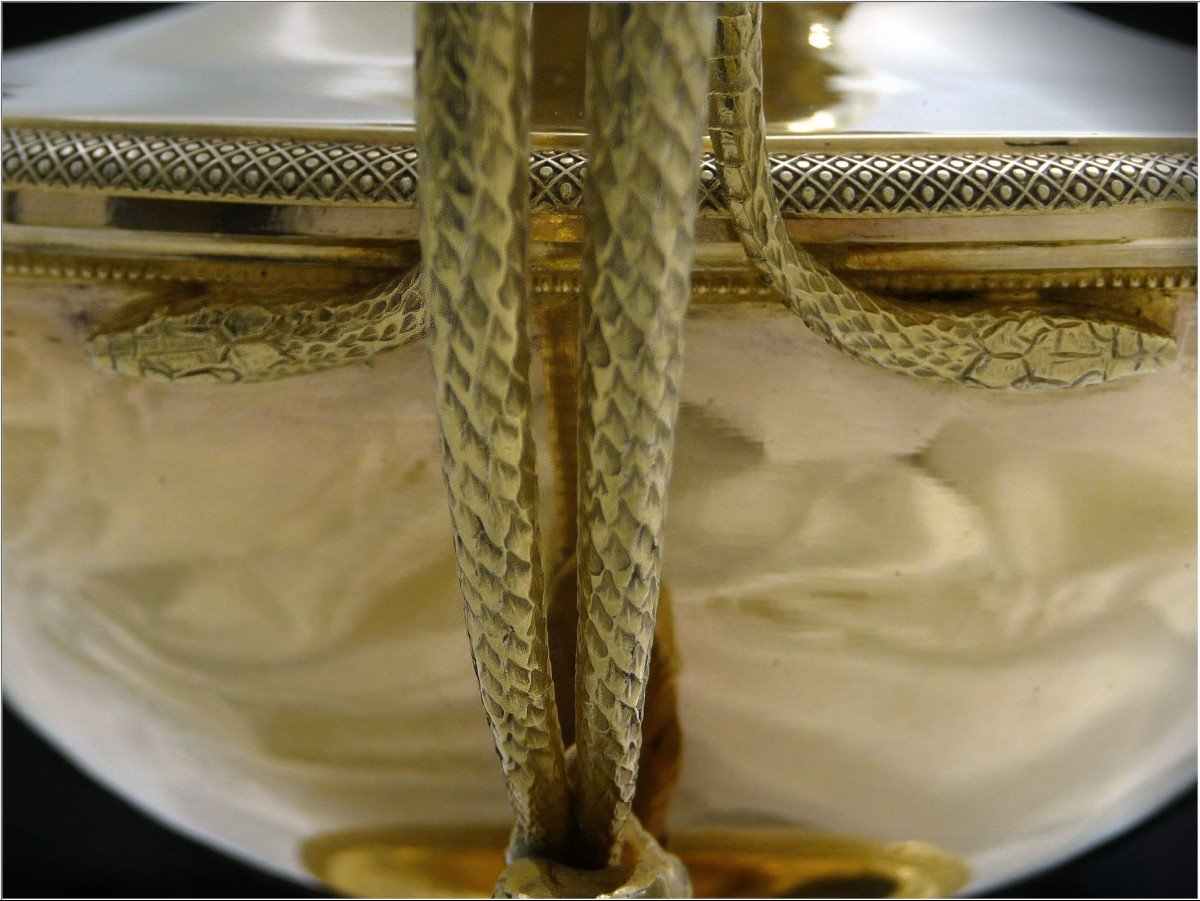 Tm Bary - Covered Sugar Bowl - Sterling Silver Vermeil Drageoir Late 18th Century Eagle - Snake Handles-photo-2