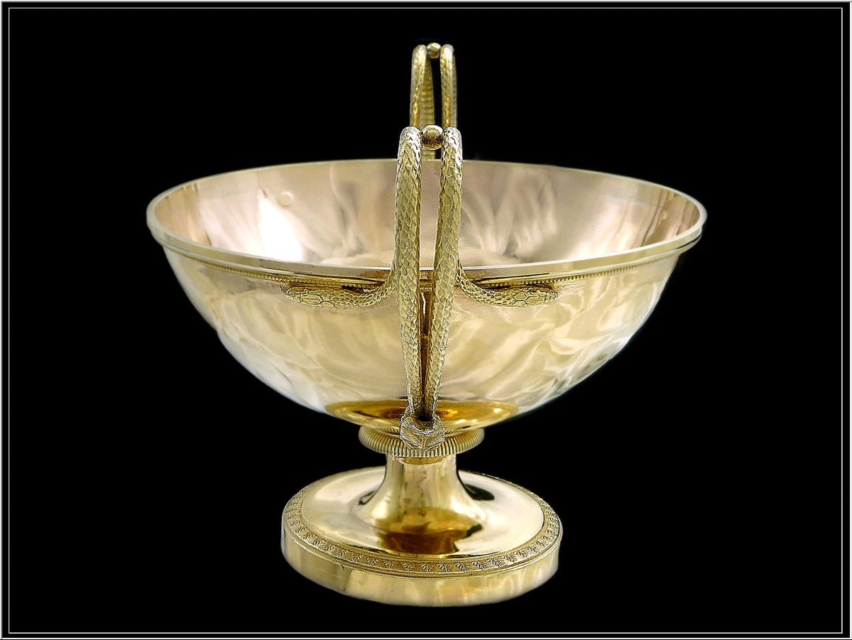 Tm Bary - Covered Sugar Bowl - Sterling Silver Vermeil Drageoir Late 18th Century Eagle - Snake Handles-photo-4