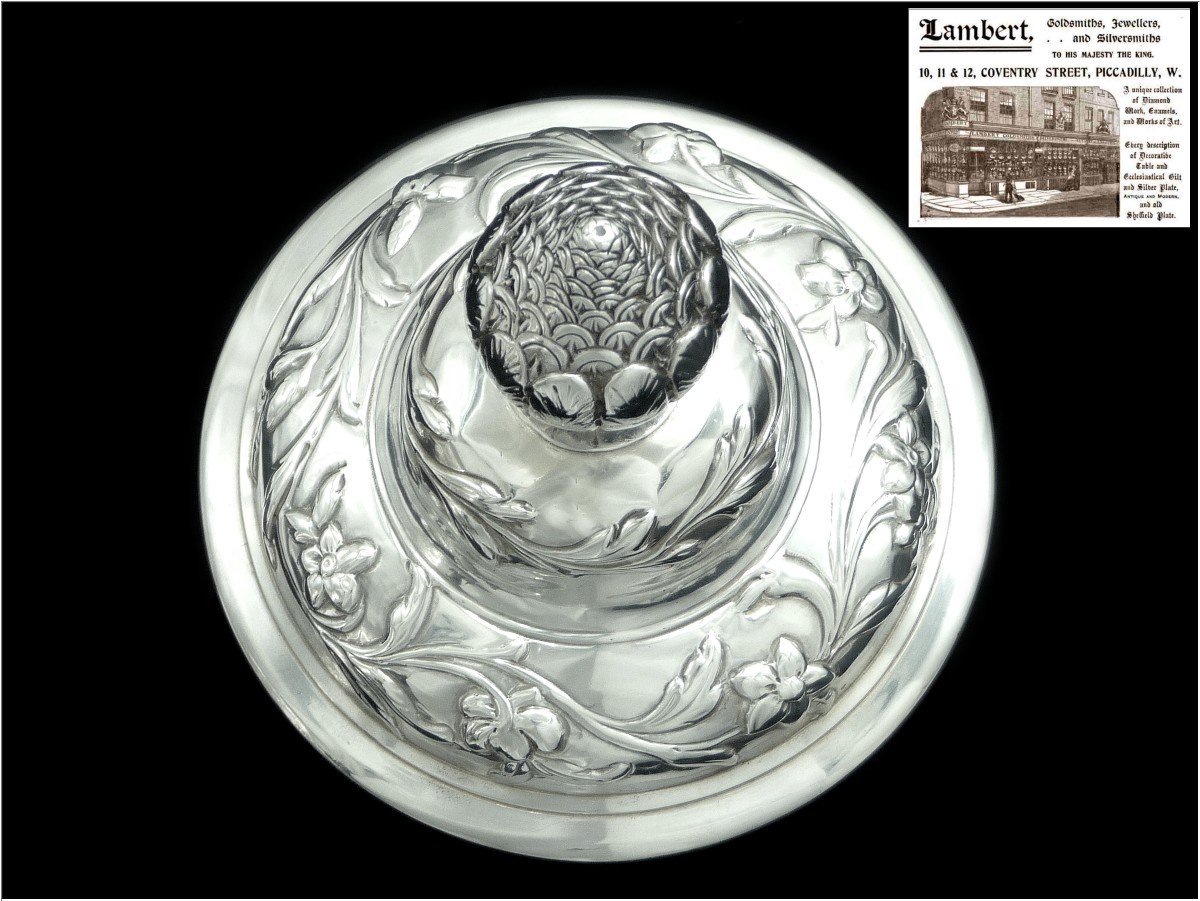 London - Large Covered Pot - Sterling Silver Centerpiece - 19th Century Chinese Decor. 1550 Gr.-photo-7
