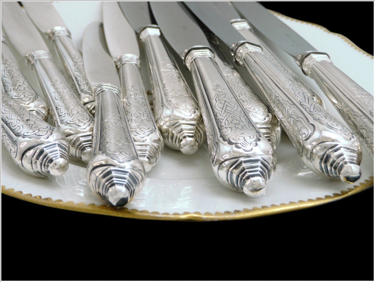 Cardeilhac - Sterling Silver Cutlery Set For Six Guests 42 Pieces-photo-2