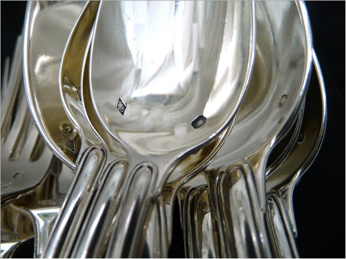 Cardeilhac - Sterling Silver Cutlery Set For Six Guests 42 Pieces-photo-6