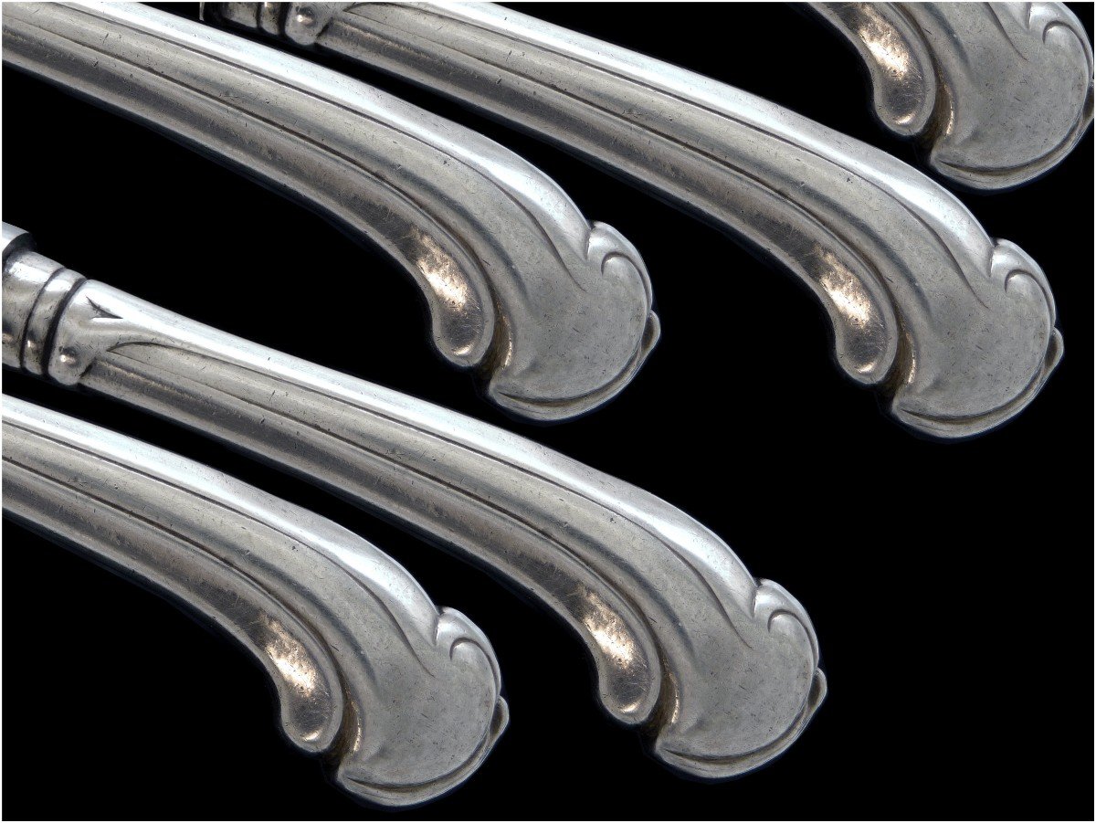 18th Century. Belgium - Ten Cross-shaped Knives In Sterling Silver -photo-2