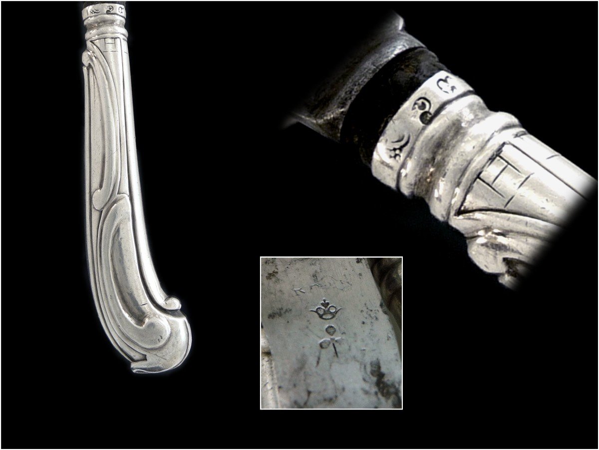 18th Century. Belgium - Ten Cross-shaped Knives In Sterling Silver -photo-3