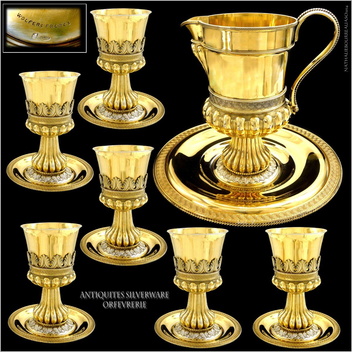 Wolfers Frères - Brussels Important Beer Service Sterling Silver & Vermeil - 14 Pc. 8095 Gr.