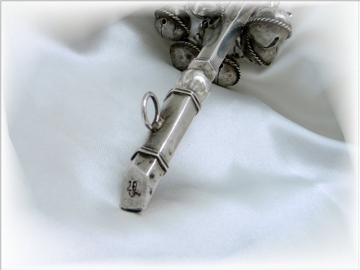 Whistling Rattle With Bells In Sterling Silver And Coral - Ep. XVIII°-photo-2