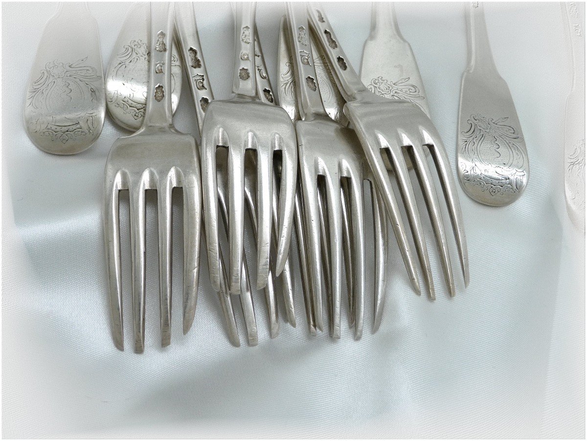 Pierre IX Hanappier -  Ménagère De Six Couverts Argent Massif XVIII°  Pour Orléans 1760-photo-5