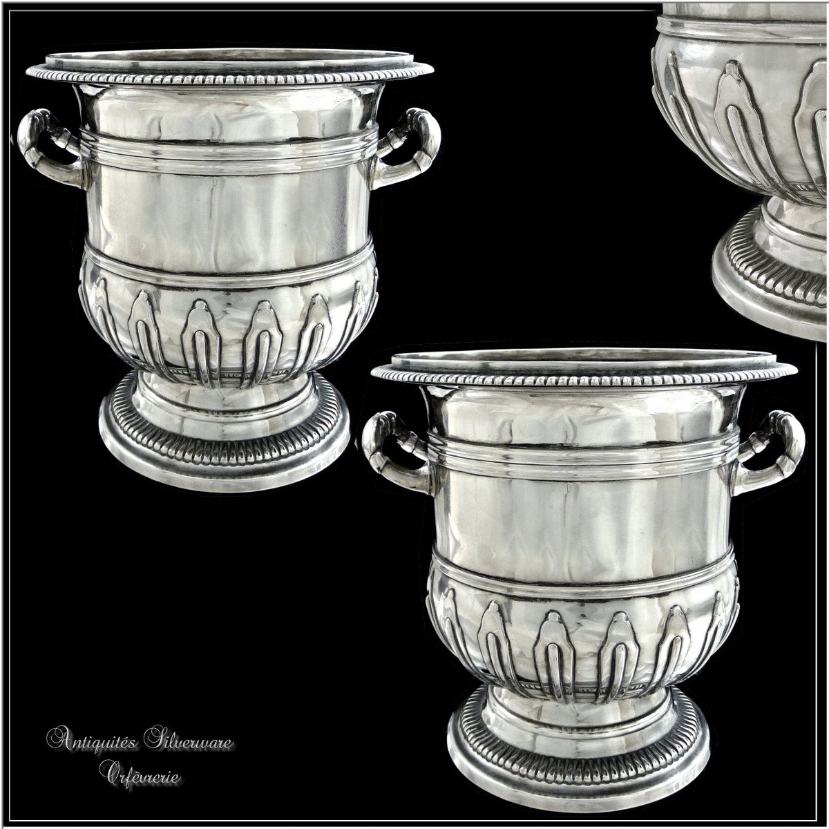 Pair Of Silver Metal Coolers-photo-2