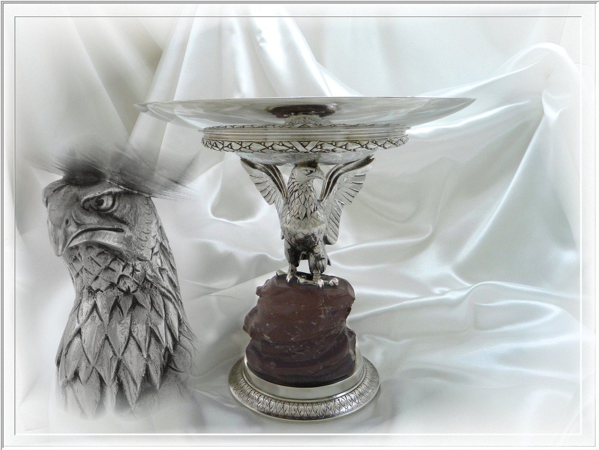 Froment-Meurice - Imposant Centre de Table au Rapace en Argent Massif -photo-3