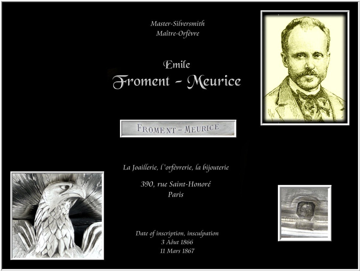 Froment-Meurice - Imposant Centre de Table au Rapace en Argent Massif -photo-3