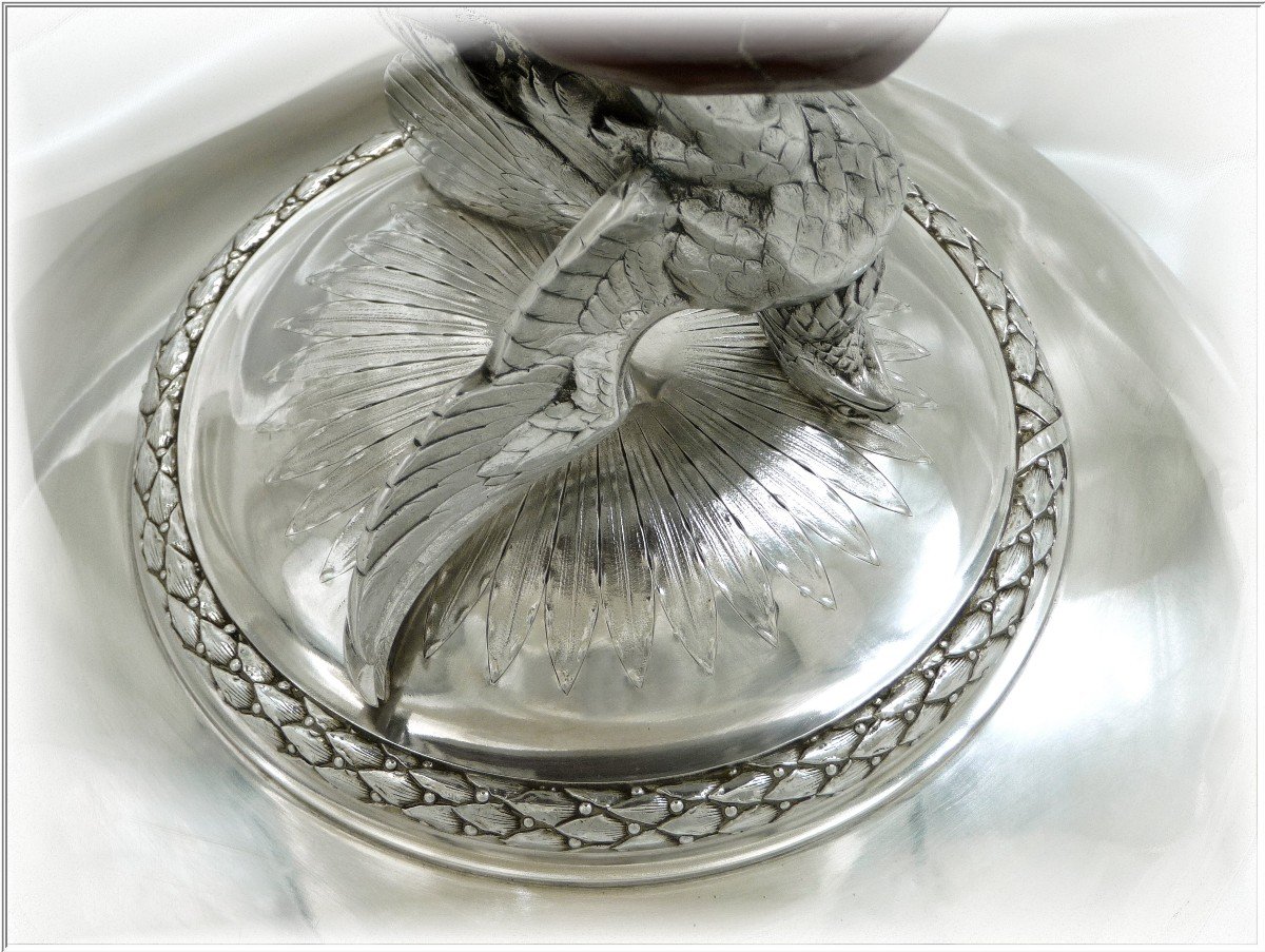 Froment-Meurice - Imposant Centre de Table au Rapace en Argent Massif -photo-7
