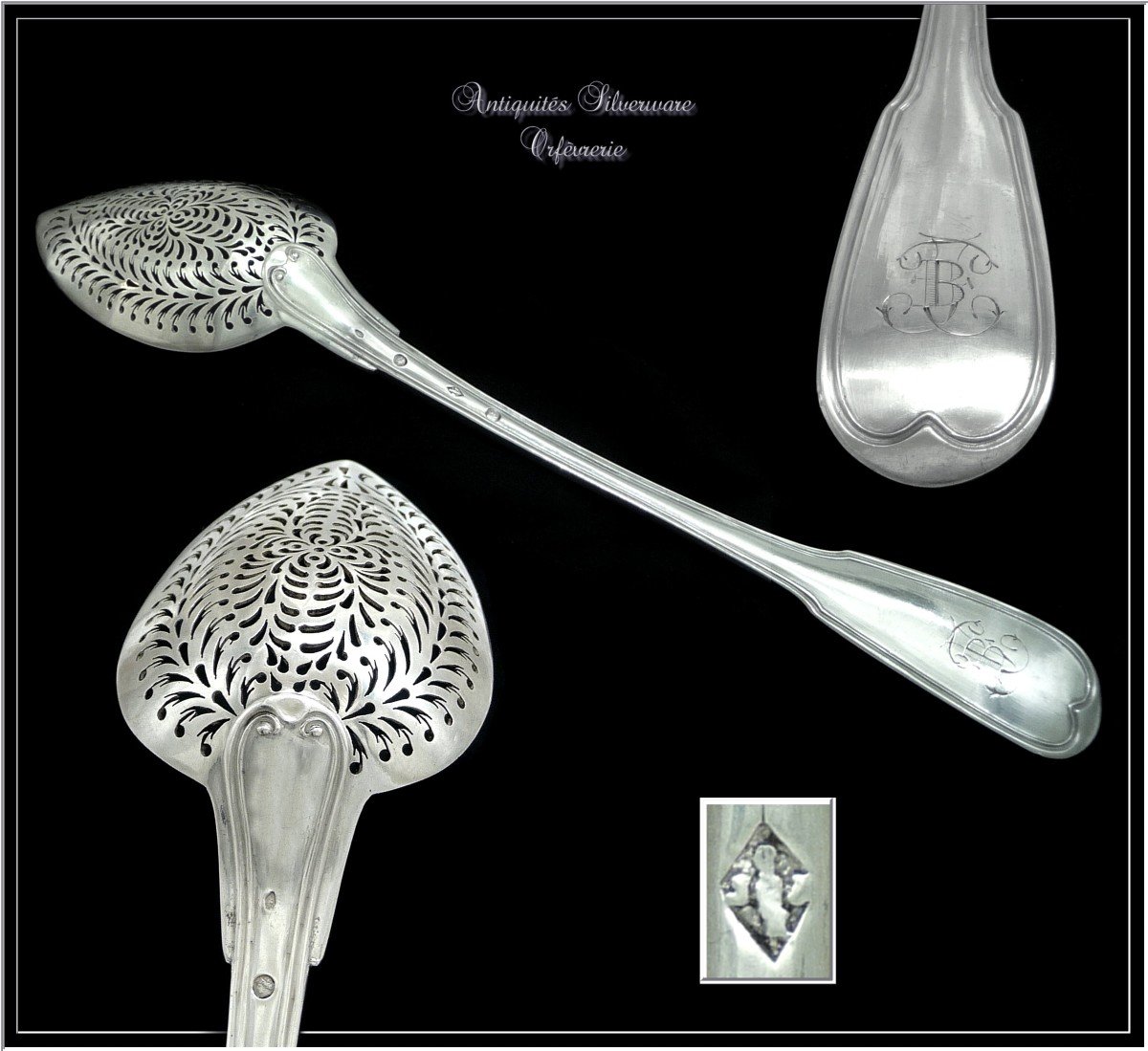 J.P. Famenchon - Cuillère à Olives en Argent Massif -  Modèle à filets-photo-3