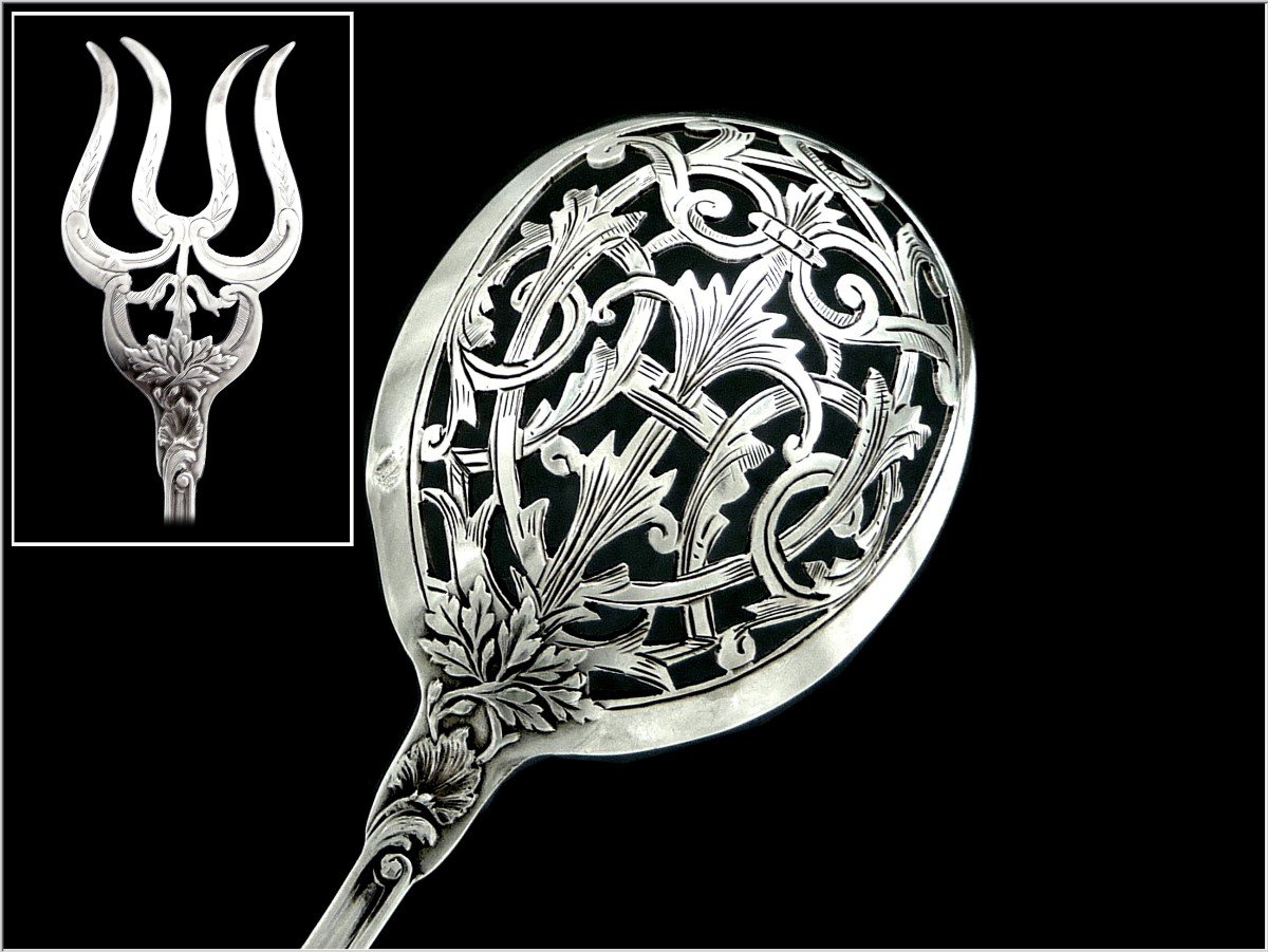 H.soufflot - Couverts de Service à Hors-d'oeuvre en Argent Massif 4pc.-photo-3