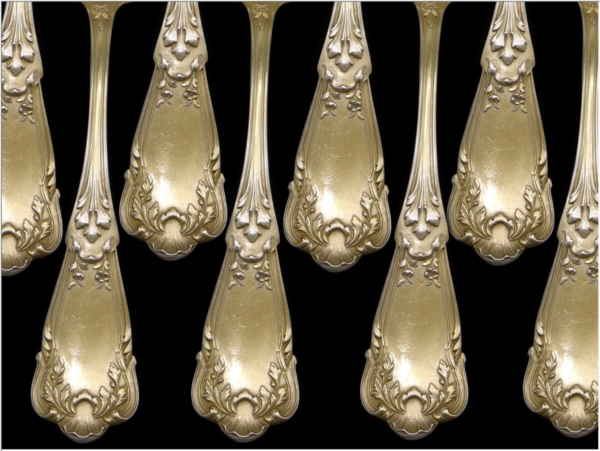 Régina Benvenisti - Flatware Set  Hors-d'oeuvre / Dessert Sterling Silver & Vermeil 36 Pieces-photo-2
