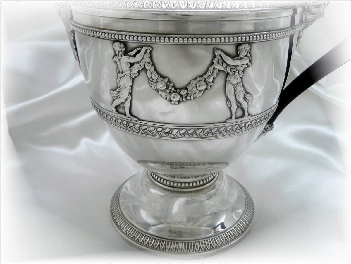 Large Teapot Jug In Solid Silver With Eagle And Swan Decor Minerva 950-photo-2