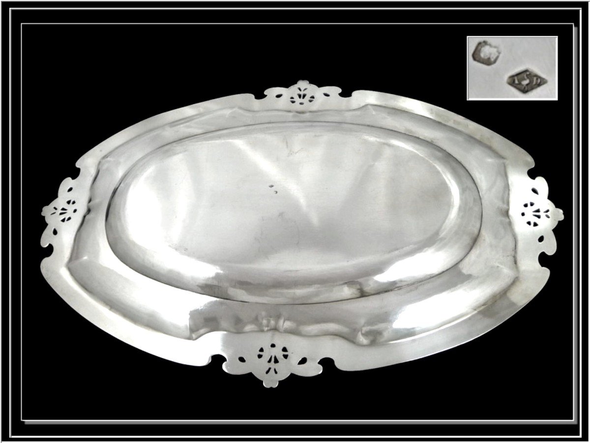 A.Debain - Grand Plat de Service  aux Trèfles  - Epoque  Art Nouveau-photo-4