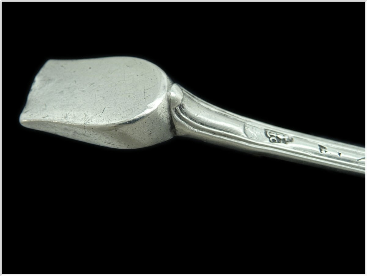 Germain Chayé Received In 1755 - Sterling Silver Salt Scoop /marrow Extractor, 18th Century-photo-3