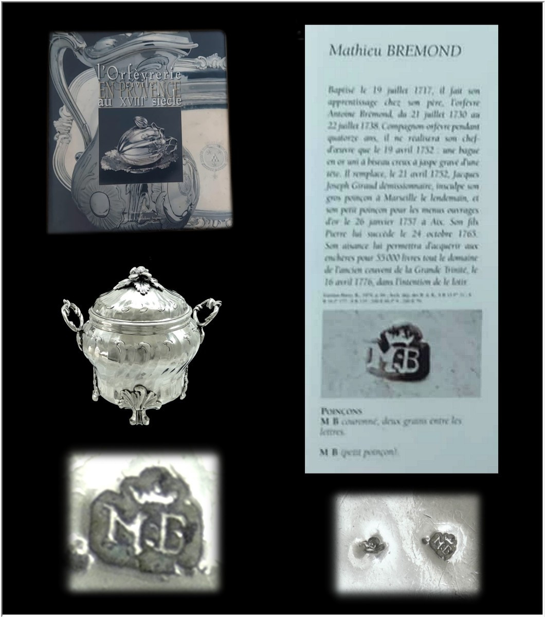 Covered Sugar Bowl, Solid Silver, 18th Century, By Mathieu Bremond, Collected In 1752 In Marseille-photo-4