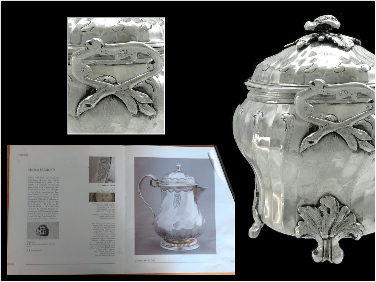 Covered Sugar Bowl, Solid Silver, 18th Century, By Mathieu Bremond, Collected In 1752 In Marseille-photo-5