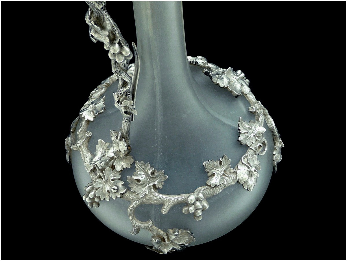 St-petersburg - Sterling Silver & Frosted Glass Carafe Carl Johann Tegelsten (1798-1852)-photo-4