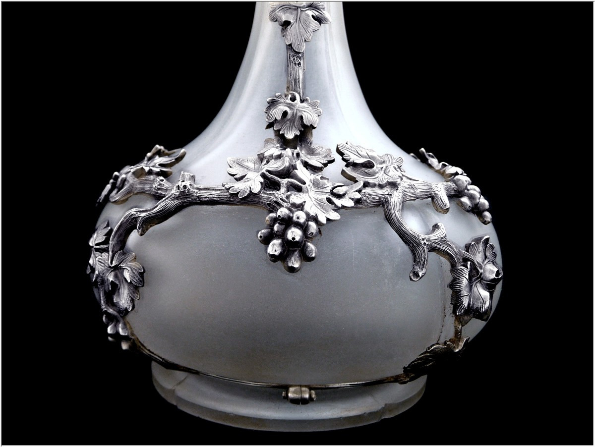 St-petersburg - Sterling Silver & Frosted Glass Carafe Carl Johann Tegelsten (1798-1852)-photo-5
