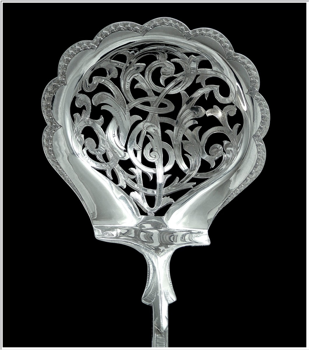 EMILE PUIFORCAT - Couverts de Service à Dessert Argent Massif Repercé  2 pièces-photo-3