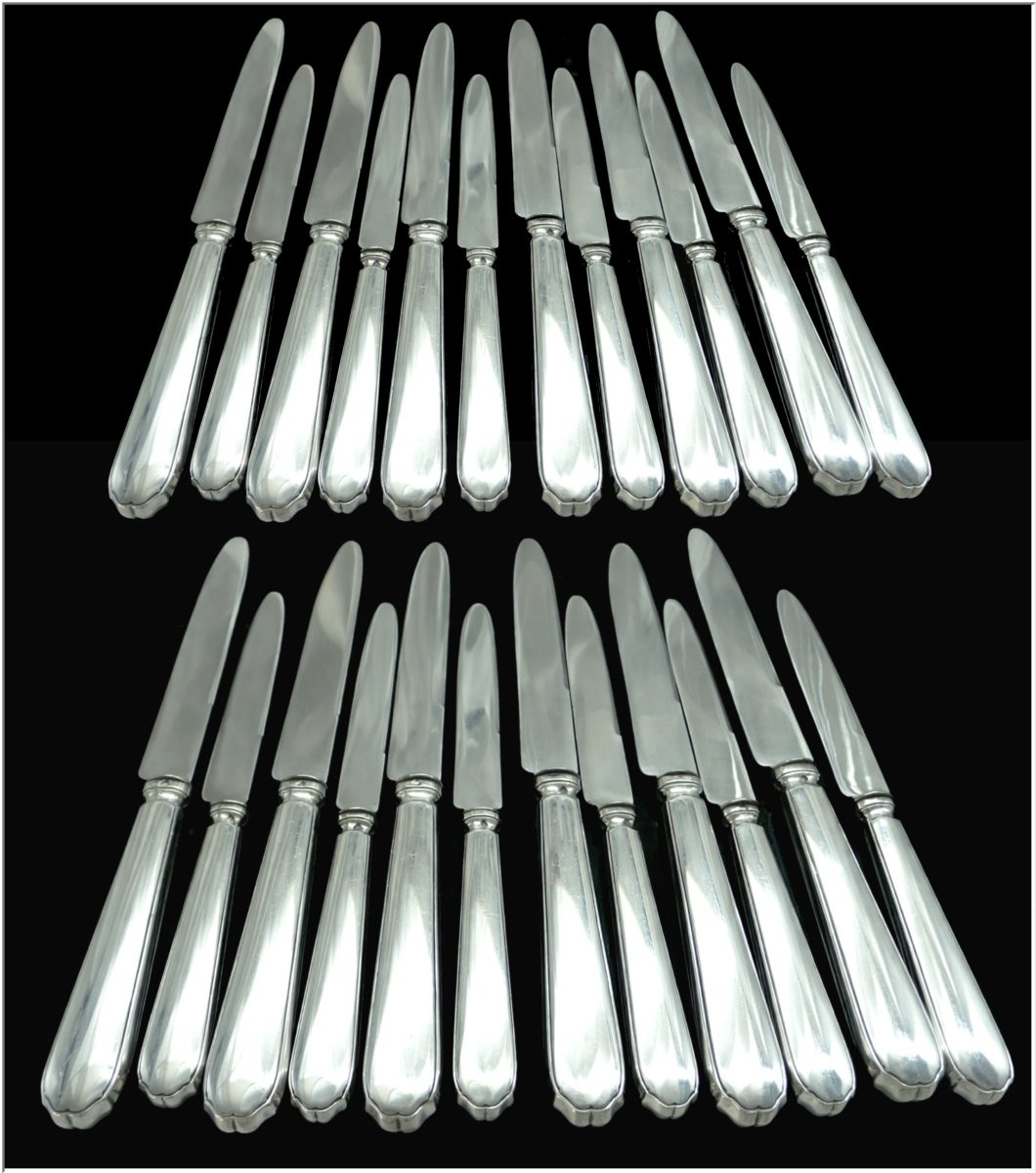 CHRISTOFLE - Ménagère complète de Couteaux  Argent Massif et leurs Pièces de Service-photo-6