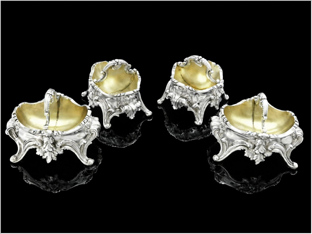 Boin Taburet - Two Pairs Of Solid Silver & Vermeil Salt Cellars In The Louis XV Style-photo-4